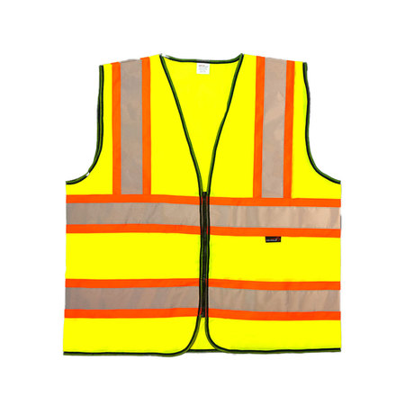 SAFE HANDLER Contrasting Reflective Safety Vest, Large, Yellow (10-Pack) BLSH-ES-L-SV4Y-10